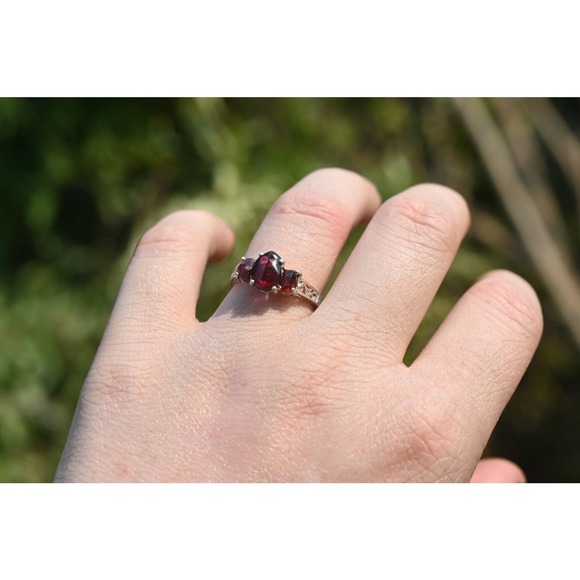 Raw Garnet Engagement Ring, Anniversary gift Sterling Silver Size 3 4 5 … - Picture 3 of 3